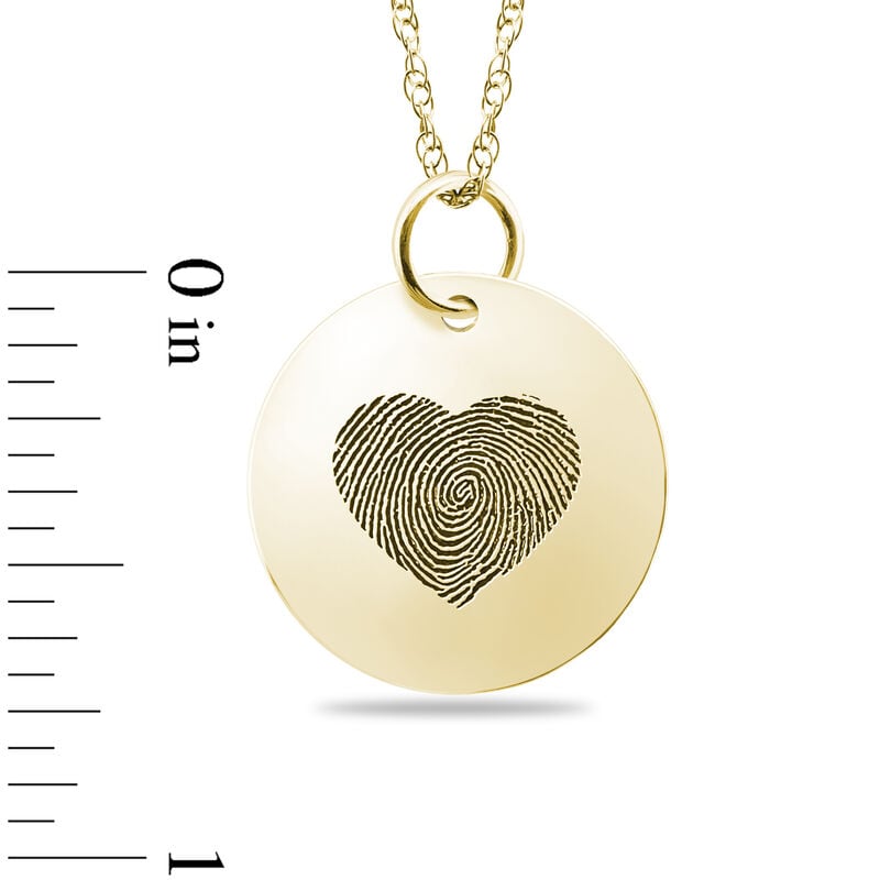 Round Pendant with Heart Fingerprint Design in 10k Yellow Gold image number null